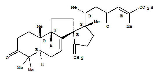 Molecular Structure of 113105-28-5 (2-Heptenoic acid,2-methyl-6-[(1'R,2'S,5aR,9aR,9bS)-1,2,5a,6,8,9,9a,9b-octahydro-2',6,6,9a-tetramethyl-5'-methylene-7-oxospiro[3H-benz[e]indene-3,1'-cyclopentane]-2'(5H)-yl]-4-oxo-,(2E,6R)-)