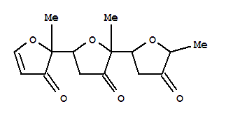 Molecular Structure of 113394-05-1 ([2,2':5',2''-Terfuran]-3',3'',4(2'H,2''H,5H)-trione,2,3,4',5'-tetrahydro-2',2'',5-trimethyl-, (2S,2'S,2''R,5R,5'R)- (9CI))
