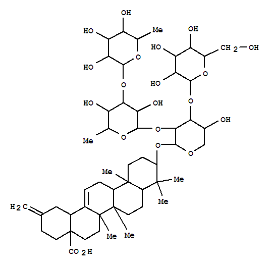 Molecular Structure of 113754-82-8 (30-Noroleana-12,20(29)-dien-28-oicacid, 3-[(O-6-deoxy-a-L-mannopyranosyl-(1®3)-O-6-deoxy-a-L-mannopyranosyl-(1®2)-O-[b-D-glucopyranosyl-(1®3)]-a-L-arabinopyranosyl)oxy]-, (3b)- (9CI))