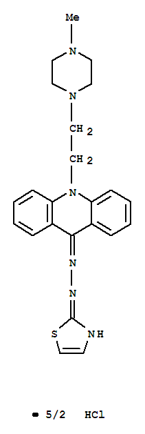 113931-14-9,bis{10-[2-(4-methylpiperazin-1-yl)ethyl]-9-(1,3-thiazol-2-ylhydrazono)-9,10-dihydroacridine} pentahydrochloride,9(10H)-Acridinone,10-[2-(4-methyl-1-piperazinyl)ethyl]-, 2-thiazolylhydrazone, hydrochloride(2:5) (9CI)