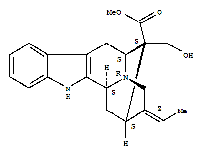 Molecular Structure of 113973-31-2 (Sarpagan-16-carboxylicacid, 17-hydroxy-, methyl ester, (19Z)-)