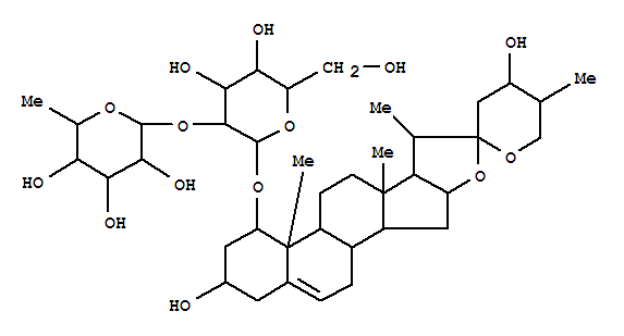 Molecular Structure of 114317-58-7 (b-D-Galactopyranoside, (1b,3b,24S,25R)-3,24-dihydroxyspirost-5-en-1-yl2-O-(6-deoxy-a-L-mannopyranosyl)-(9CI))