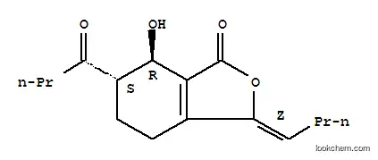Molecular Structure of 114569-34-5 (1(3H)-Isobenzofuranone,3-butylidene-4,5,6,7-tetrahydro-7-hydroxy-6-(1-oxobutyl)-, (3Z,6R,7S)-rel-)