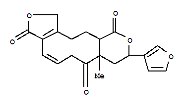 114703-26-3,3H-Furo[3',4':7,8]cyclodeca[1,2-c]pyran-3,7,11-trione,9-(3-furanyl)-1,6,7a,8,9,11a,12,13-octahydro-7a-methyl-, (7aR,9S,11aS)- (9CI),3H-Furo[3',4':7,8]cyclodeca[1,2-c]pyran-3,7,11-trione,9-(3-furanyl)-1,6,7a,8,9,11a,12,13-octahydro-7a-methyl-,[7aR-(7aR*,9S*,11aS*)]-; Cardiophyllidin