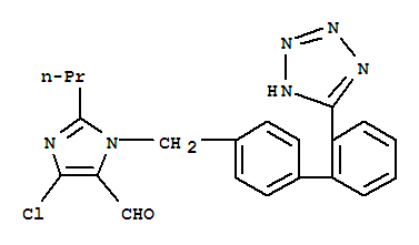 Molecular Structure of 114798-35-5 (1H-Imidazole-5-carboxaldehyde,4-chloro-2-propyl-1-[[2'-(2H-tetrazol-5-yl)[1,1'-biphenyl]-4-yl]methyl]-)