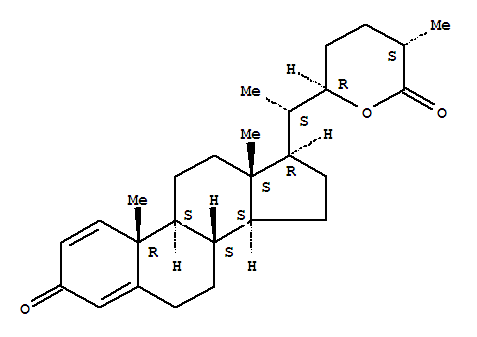 Molecular Structure of 114820-26-7 (Cholesta-1,4-dien-26-oicacid, 22-hydroxy-3-oxo-, d-lactone, (22R,25S)- (9CI))