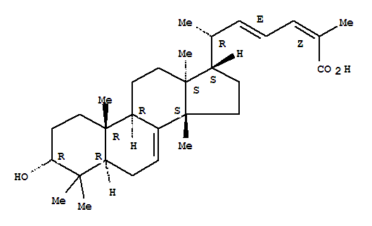 Molecular Structure of 114865-50-8 (Lanosta-7,22,24-trien-26-oicacid, 3-hydroxy-, (3a,13a,14b,17a,22E,24Z)- (9CI))