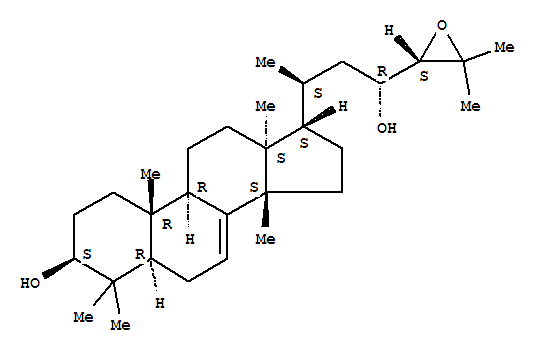 Molecular Structure of 115334-05-9 (Lanost-7-ene-3,23-diol,24,25-epoxy-, (3b,13a,14b,17a,20S,23R,24S)-)