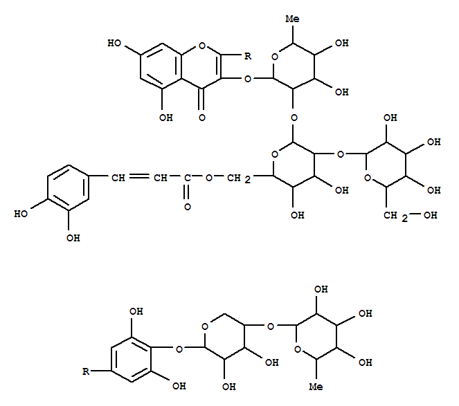 Molecular Structure of 115712-92-0 (4H-1-Benzopyran-4-one,2-[4-[[4-O-(6-deoxy-a-L-mannopyranosyl)-b-D-xylopyranosyl]oxy]-3,5-dihydroxyphenyl]-3-[[O-b-D-glucopyranosyl-(1®2)-O-6-O-[(2E)-3-(3,4-dihydroxyphenyl)-1-oxo-2-propenyl]-b-D-glucopyranosyl-(1®2)-6-deoxy-a-L-mannopyranosyl]oxy]-5,7-dihydroxy-(9CI))
