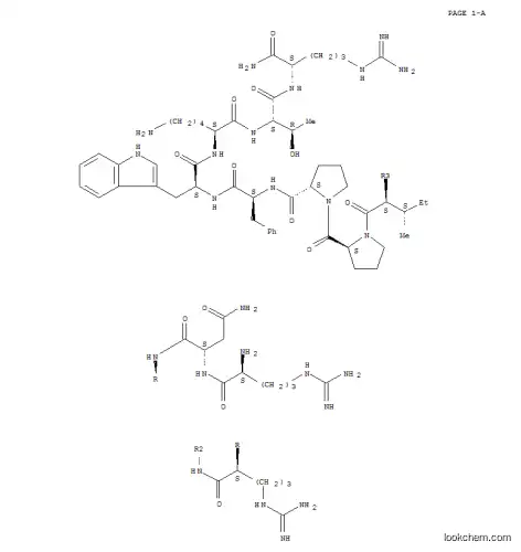 Molecular Structure of 115722-25-3 (L-Argininamide,L-arginyl-L-asparaginyl-L-arginyl-L-leucyl-L-isoleucyl-L-prolyl-L-prolyl-L-phenylalanyl-L-tryptophyl-L-lysyl-L-threonyl-(9CI))