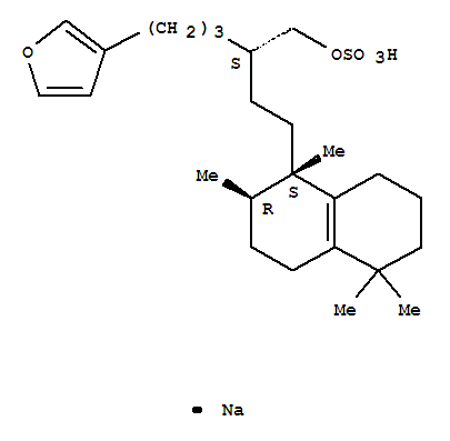 Molecular Structure of 116302-40-0 (3-Furanpentanol, b-[2-[(1S,2R)-1,2,3,4,5,6,7,8-octahydro-1,2,5,5-tetramethyl-1-naphthalenyl]ethyl]-,3-(hydrogen sulfate), sodium salt (1:1), (bS)-)