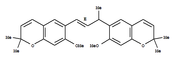Molecular Structure of 116397-92-3 (2H-1-Benzopyran,6,6'-[(1E)-3-methyl-1-propene-1,3-diyl]bis[7-methoxy-2,2-dimethyl- (9CI))