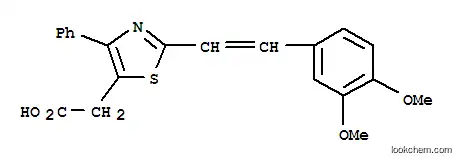 Molecular Structure of 116759-14-9 ({2-[(E)-2-(3,4-dimethoxyphenyl)ethenyl]-4-phenyl-1,3-thiazol-5-yl}acetic acid)
