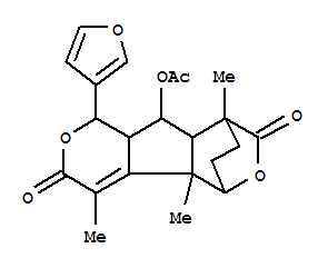 Molecular Structure of 117210-47-6 (5,8-Ethano-1H-cyclopenta[1,2-c:3,4-c']dipyran-3,7-dione,9-(acetyloxy)-1-(3-furanyl)-4b,5,8,8a,9,9a-hexahydro-4,4b,8-trimethyl-,(1S,4bS,5R,8S,8aS,9R,9aR)- (9CI))