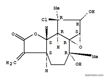 Molecular Structure of 117255-08-0 (3H-Oxireno[1,8a]azuleno[4,5-b]furan-5(6H)-one,3-chlorooctahydro-2,9-dihydroxy-3,9-dimethyl-6-methylene-,(1aS,2R,3R,3aR,3bS,6aS,9R,9aR)-)