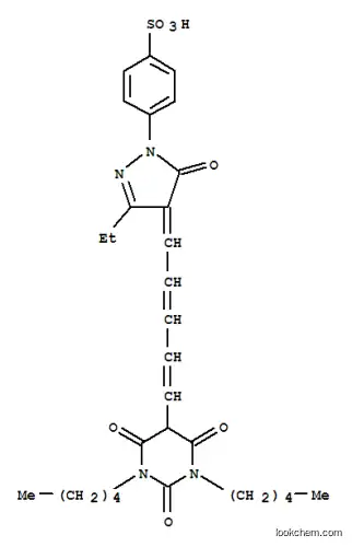 Molecular Structure of 117287-39-5 (Benzenesulfonic acid,4-[3-ethyl-4-[5-(hexahydro-2,4,6-trioxo-1,3-dipentyl-5-pyrimidinyl)-2,4-pentadien-1-ylidene]-4,5-dihydro-5-oxo-1H-pyrazol-1-yl]-)