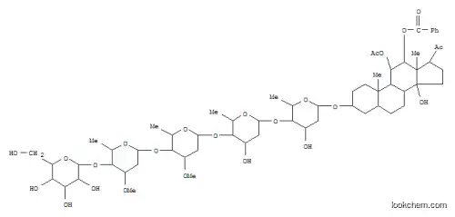Molecular Structure of 117479-85-3 (Pregnan-20-one,11-(acetyloxy)-12-(benzoyloxy)-3-[(O-b-D-glucopyranosyl-(1®4)-O-2,6-dideoxy-3-O-methyl-a-L-ribo-hexopyranosyl-(1®4)-O-2,6-dideoxy-3-O-methyl-b-D-arabino-hexopyranosyl-(1®4)-O-2,6-dideoxy-b-D-ribo-hexopyranosyl-(1®4)-2,6-dideoxy-b-D-ribo-hexopyranosyl)oxy]-14-hydroxy-,(3b,5a,11a,12b,14b)- (9CI))