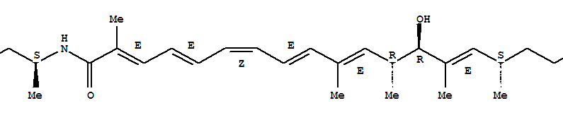 Molecular Structure of 135383-02-7 (2,4,6,8,10,14-Octadecahexaenamide,13-hydroxy-N-[(1S)-2-hydroxy-1-methylethyl]-2,10,12,14,16-pentamethyl-18-phenyl-,(2E,4E,6Z,8E,10E,12R,13R,14E,16S)-)