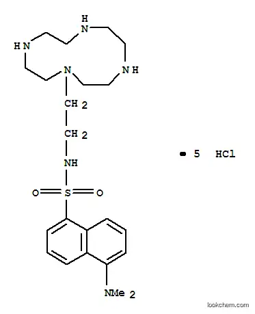 Molecular Structure of 184537-03-9 (1-(2-(5-(DIMETHYLAMINO)-1-NAPTHALENESULFONAMIDO)ETHYL)-1,4,7,10-TETRAAZACYCLODODECANE, TETRAHYDROCHLORIDE, DIHYDRATE)
