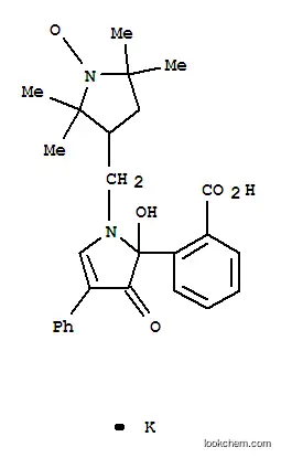 Molecular Structure of 216779-95-2 (5-(2-CARBOXYPHENYL)-5-HYDROXY-1-((2,2,5,5-TETRAMETHYL-1-OXYPYRROLIDIN-3-YL)-METHYL)-3-PHENYL-2-PYRROLIN-4-ONE, POTASSIUM SALT)