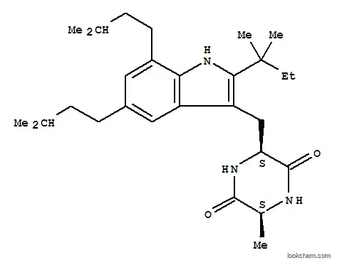Molecular Structure of 22839-28-7 (2,5-Piperazinedione,3-[[2-(1,1-dimethylpropyl)-5,7-bis(3-methylbutyl)-1H-indol-3-yl]methyl]-6-methyl-,(3S,6S)-)