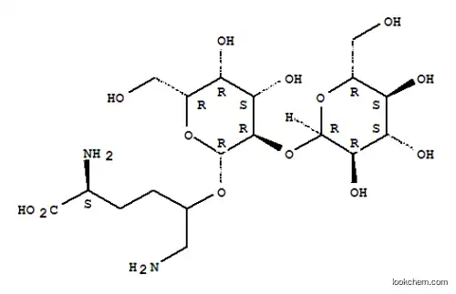 Molecular Structure of 32448-35-4 ((2S)-2,6-diamino-5-[(2R,3R,4S,5R,6R)-4,5-dihydroxy-6-(hydroxymethyl)-3-[(2R,3R,5S,6R)-3,4,5-trihydroxy-6-(hydroxymethyl)oxan-2-yl]oxyoxan-2-yl]oxyhexanoic acid)