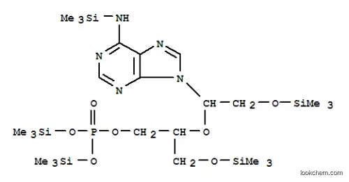 Molecular Structure of 32645-63-9 (Phosphoric acid, 2-(trimethylsiloxy)-2-[2-(trimethylsiloxy)-1-[6-[(tri methylsilyl)amino]-9H-purin-9-yl]ethoxy]propyl bis(trimethylsilyl) est er)