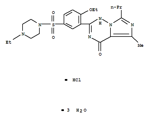 Imidazo[5,1-f][1,2,4]triazin-4(1H)-one,2-[2-ethoxy-5-[(4-ethyl-1-piperazinyl)sulfonyl]phenyl]-5-methyl-7-propyl-,hydrochloride, hydrate (1:1:3)