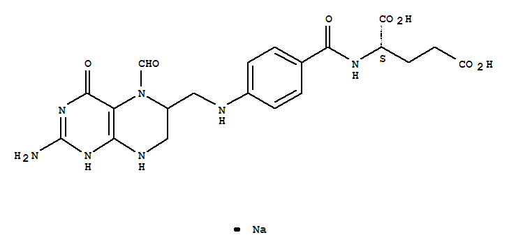 L-Glutamic acid,N-[4-[[(2-amino-5-formyl-3,4,5,6,7,8-hexahydro-4-oxo-6-pteridinyl)methyl]amino]benzoyl]-,sodium salt (1:1)(42476-21-1)