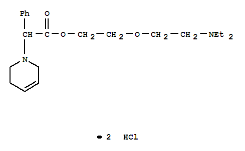 Molecular Structure of 102207-52-3 (1(2H)-Pyridineaceticacid, 3,6-dihydro-a-phenyl-, 2-[2-(diethylamino)ethoxy]ethyl ester, hydrochloride (1:2))