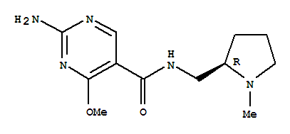 102282-23-5,5-Pyrimidinecarboxamide,2-amino-4-methoxy-N-[(1-methyl-2-pyrrolidinyl)methyl]-, (R)- (9CI),