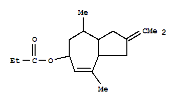 10486-26-7,1,2,3,3a,4,5,6,8a-octahydro-2-isopropylidene-4,8-dimethylazulen-6-yl propionate,6-Azulenol,1,2,3,3a,4,5,6,8a-octahydro-2-isopropylidene-4,8-dimethyl-, propionate (8CI);6-Azulenol, 1,2,3,3a,4,5,6,8a-octahydro-4,8-dimethyl-2-(1-methylethylidene)-,propanoate (9CI)