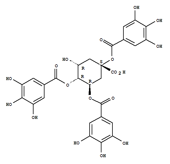 110082-89-8,(1S,3R,4R,5R)-3-hydroxy-1,4,5-tris[(3,4,5-trihydroxybenzoyl)oxy]cyclohexanecarboxylic acid,Benzoicacid, 3,4,5-trihydroxy-, 4-carboxy-6-hydroxy-1,2,4-cyclohexanetriyl ester,[1R-(1a,2b,4a,6a)]-