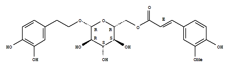 110978-96-6,b-D-Glucopyranoside,2-(3,4-dihydroxyphenyl)ethyl,6-[(2E)-3-(4-hydroxy-3-methoxyphenyl)-2-propenoate],b-D-Glucopyranoside,2-(3,4-dihydroxyphenyl)ethyl, 6-[3-(4-hydroxy-3-methoxyphenyl)-2-propenoate],(E)-; Osmanthuside E
