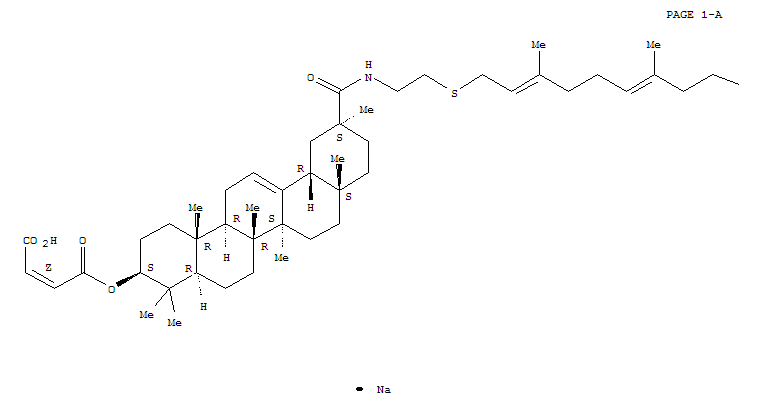 118642-23-2,sodium (2E)-4-oxo-4-({(3beta,5xi,9xi,18alpha)-29-oxo-29-[(2-{[(2E,6E,10E)-3,7,11,15-tetramethylhexadeca-2,6,10,14-tetraen-1-yl]sulfanyl}ethyl)amino]olean-12-en-3-yl}oxy)but-2-enoate,