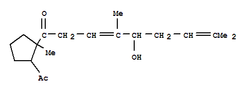 Molecular Structure of 123231-48-1 (3,7-Nonadien-1-one,1-(2-acetyl-1-methylcyclopentyl)-5-hydroxy-4,8-dimethyl- (9CI))