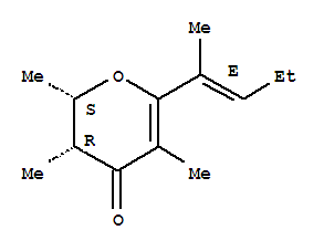 132215-98-6,4H-Pyran-4-one,2,3-dihydro-2,3,5-trimethyl-6-[(1E)-1-methyl-1-buten-1-yl]-, (2S,3R)-,4H-Pyran-4-one,2,3-dihydro-2,3,5-trimethyl-6-(1-methyl-1-butenyl)-, [2S-[2a,3a,6(E)]]-; 4H-Pyran-4-one,2,3-dihydro-2,3,5-trimethyl-6-[(1E)-1-methyl-1-butenyl]-, (2S,3R)- (9CI);Stegobiene