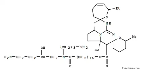 Molecular Structure of 135257-47-5 (Dispiro[oxepin-2(3H),4'-[4H-5,6,8b]triazaacenaphthylene-7'(5'H),2''-[2H]pyran]-8'-carboxylicacid,7-ethyl-1',2',2'a,3',3'',4,4'',5'',6'',7,8',8'a-dodecahydro-8'a-hydroxy-6''-methyl-,17-[(4-amino-2-hydroxybutyl)(3-aminopropyl)amino]-17-oxoheptadecyl ester (9CI))