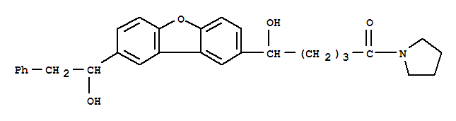 Molecular Structure of 135893-33-3 (1-Pentanone,5-hydroxy-5-[8-(1-hydroxy-2-phenylethyl)-2-dibenzofuranyl]-1-(1-pyrrolidinyl)-)