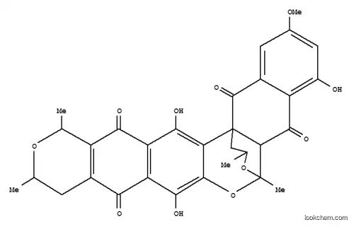 Molecular Structure of 138989-39-6 (6,15b-(Epoxyethano)-11H,15bH-naphtho[2,3-d]naphtho[2,3-b:6,7-c']dipyran-5,9,14,16-tetrone,5a,6,10,13-tetrahydro-4,8,15-trihydroxy-2-methoxy-6,11,13,18-tetramethyl-,(5aS,6S,11S,13R,15bR,18R)- (9CI))