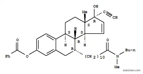 Molecular Structure of 139650-56-9 (19-Norpregna-1,3,5(10),15-tetraen-20-yne-7-undecanamide,3-(benzoyloxy)-N-butyl-17-hydroxy-N-methyl-, (7a,17a)- (9CI))