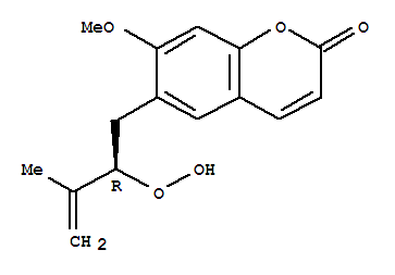 139726-51-5,2H-1-Benzopyran-2-one,6-[(2R)-2-hydroperoxy-3-methyl-3-buten-1-yl]-7-methoxy-,2H-1-Benzopyran-2-one,6-(2-hydroperoxy-3-methyl-3-butenyl)-7-methoxy-, (R)-; 2H-1-Benzopyran-2-one,6-[(2R)-2-hydroperoxy-3-methyl-3-butenyl]-7-methoxy- (9CI); (-)-Peroxytamarin;Peroxytamarin