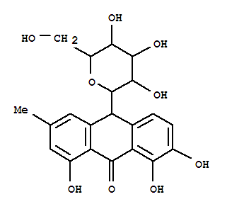 Molecular Structure of 1400-57-3 (9(10H)-Anthracenone,10-b-D-glucopyranosyl-1,2,8-trihydroxy-6-methyl-(9CI))