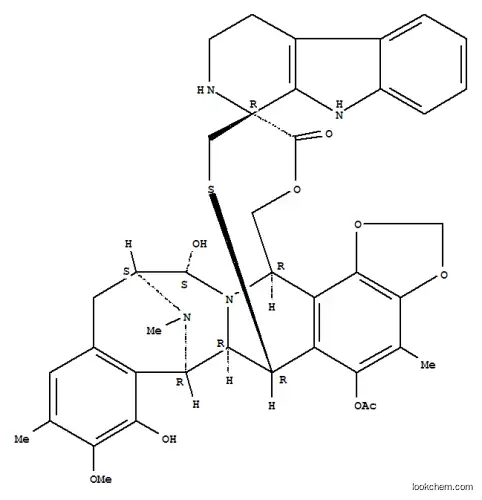 Molecular Structure of 144285-85-8 (Spiro[6,16-(epithiopropanoxymethano)-7,13-imino-12H-1,3-dioxolo[7,8]isoquino[3,2-b][3]benzazocine-20,1'-[1H]pyrido[3,4-b]indol]-19-one,5-(acetyloxy)-2',3',4',6,6a,7,9',13,14,16-decahydro-8,14-dihydroxy-9-methoxy-4,10,23-trimethyl-,(1'R,6R,6aR,7R,13S,14S,16R)- (9CI))