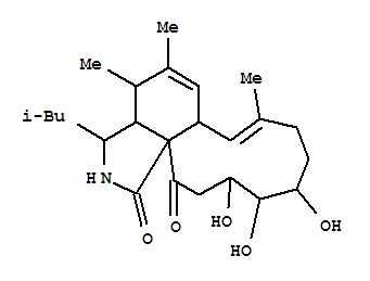 Molecular Structure of 149598-68-5 (1H-Cycloundec[d]isoindole-1,15(2H)-dione,3,3a,4,6a,9,10,11,12,13,14-decahydro-11,12,13-trihydroxy-4,5,8-trimethyl-3-(2-methylpropyl)-,(3S,3aR,4S,6aS,7E,11S,15aS)- (9CI))