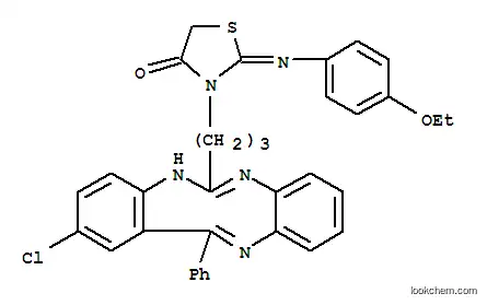 Molecular Structure of 103687-08-7 (4-Thiazolidinone,3-[3-(2-chloro-13-phenyl-7H-dibenzo[d,h][1,3,6]triazonin-6-yl)propyl]-2-[(4-ethoxyphenyl)imino]-)