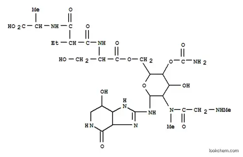 Molecular Structure of 107724-22-1 (L-Serine,N-[2-[[(1-carboxyethyl)amino]carbonyl]-1-oxobutyl]-, 6'-ester with2-[[4-O-(aminocarbonyl)-2-deoxy-2-[methyl[(methylamino)acetyl]amino]-b-D-gulopyranosyl]amino]-1,3a,5,6,7,7a-hexahydro-7-hydroxy-4H-imidazo[4,5-c]pyridin-4-one(9CI))