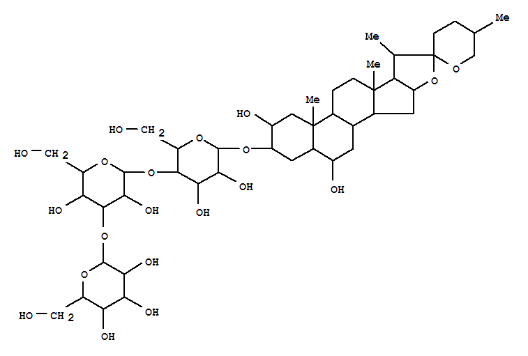Molecular Structure of 118524-12-2 (b-D-Galactopyranoside, (2a,3b,5a,6b,25R)-2,6-dihydroxyspirostan-3-ylO-b-D-glucopyranosyl-(1®3)-O-b-D-glucopyranosyl-(1®4)- (9CI))