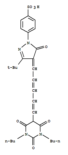 Molecular Structure of 118702-27-5 (Benzenesulfonic acid,4-[4-[5-(1,3-dibutylhexahydro-2,4,6-trioxo-5-pyrimidinyl)-2,4-pentadien-1-ylidene]-3-(1,1-dimethylethyl)-4,5-dihydro-5-oxo-1H-pyrazol-1-yl]-)