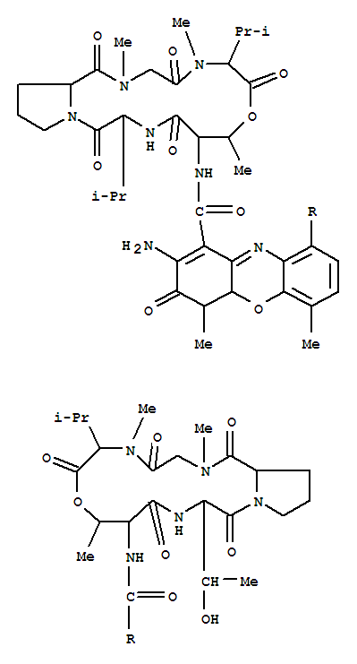 131566-44-4,Actinomycin D,2B-D-threonine- (9CI),1H-Pyrrolo[2,1-i][1,4,7,10,13]oxatetraazacyclohexadecine,cyclic peptide deriv.; 3H-Phenoxazine, actinomycin D deriv.